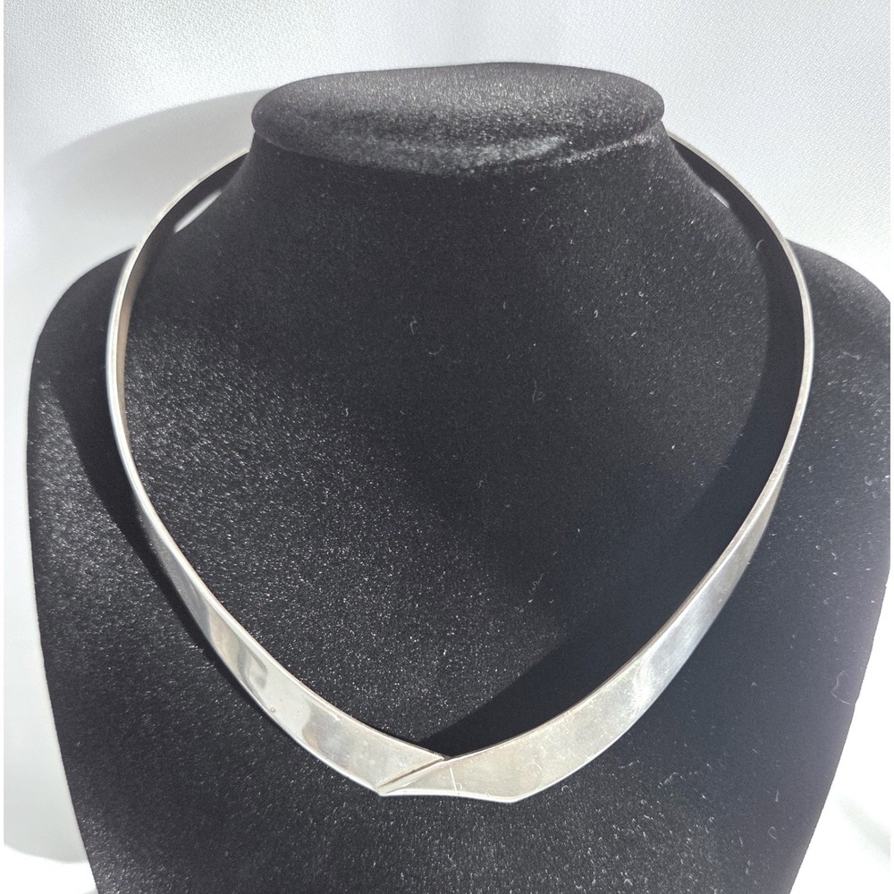 Vintage Mexico ATI Sterling Silver 925 V Shape Bypass Collar Necklace
